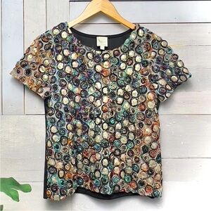 Anthropologie Weston Wear Tooled Roses Blouse